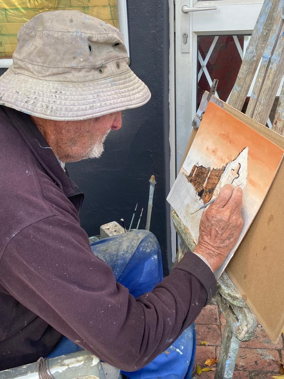 Roedolf Clench painting Stofpad on location