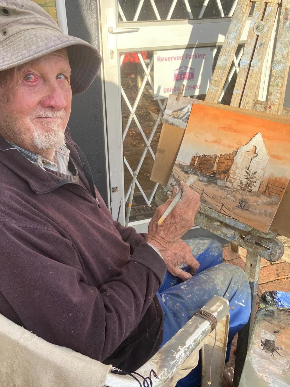 Roedolf Clench painting Stofpad on location